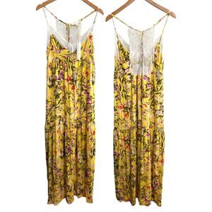 Lovestitch Tiered Saffron Slip Maxi Lace Y2K Dress Size Small Fairy